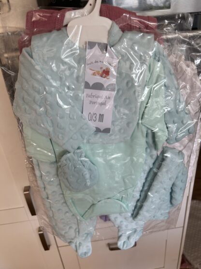 Pyjama minky 5 pièces  vert d'eau